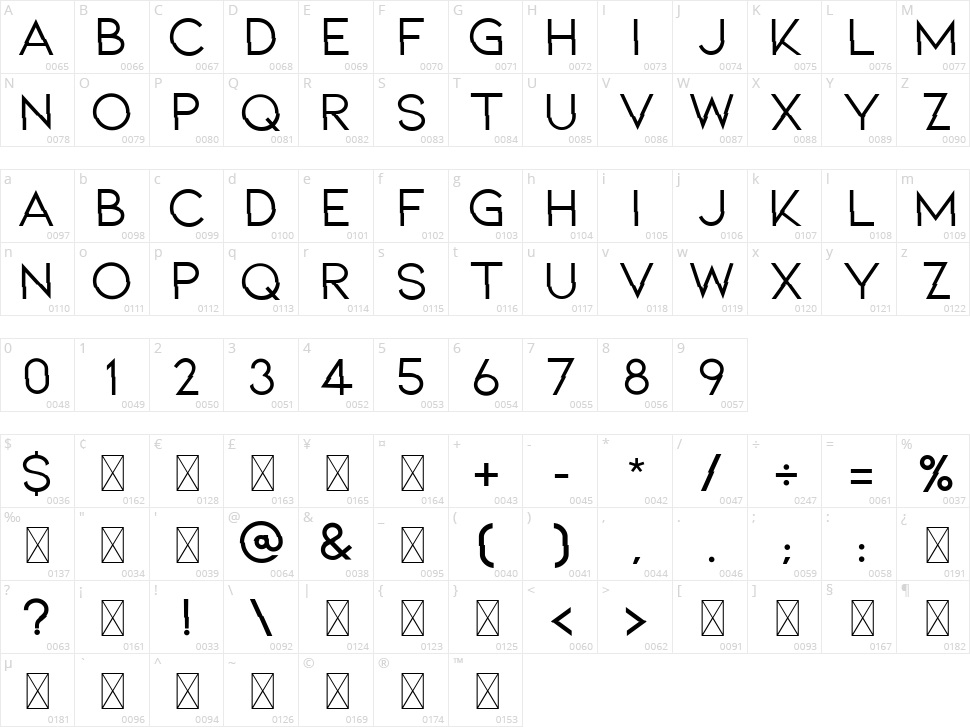 Broken Mirror Character Map