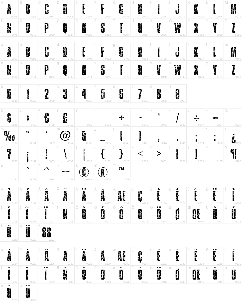 Broken Glass Character Map