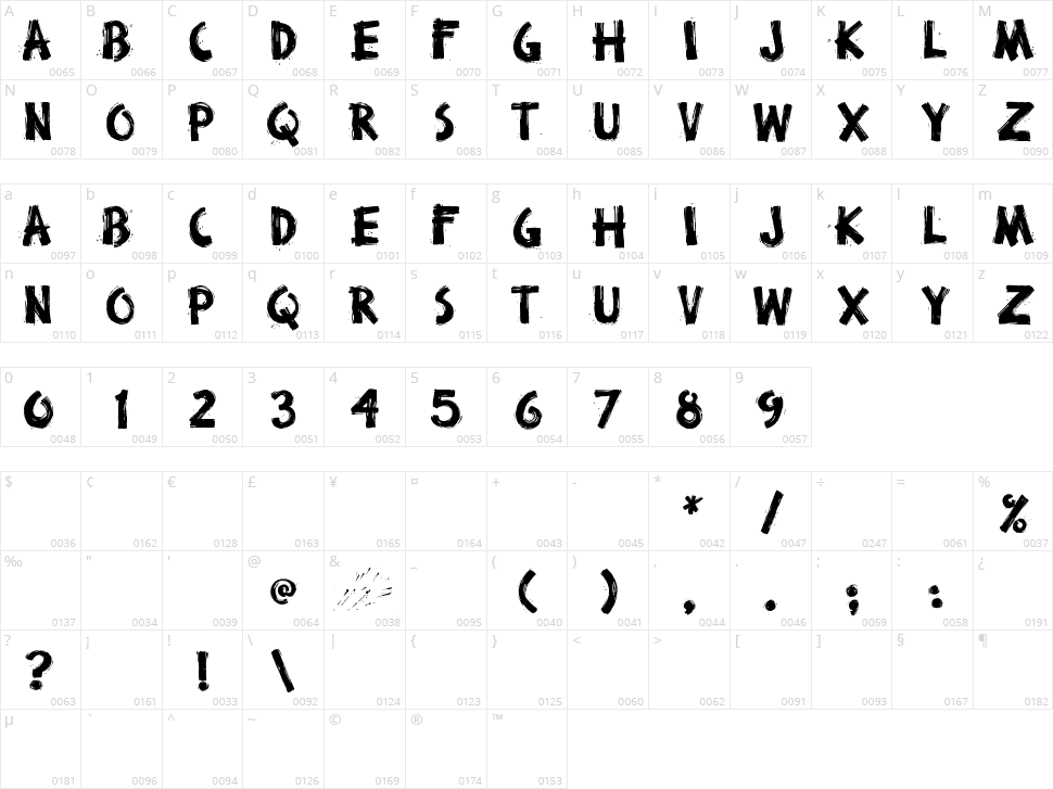 Broken Stick Character Map