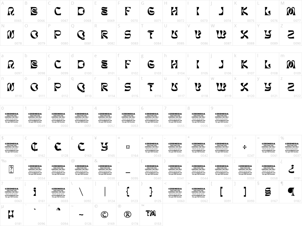 Broman Character Map