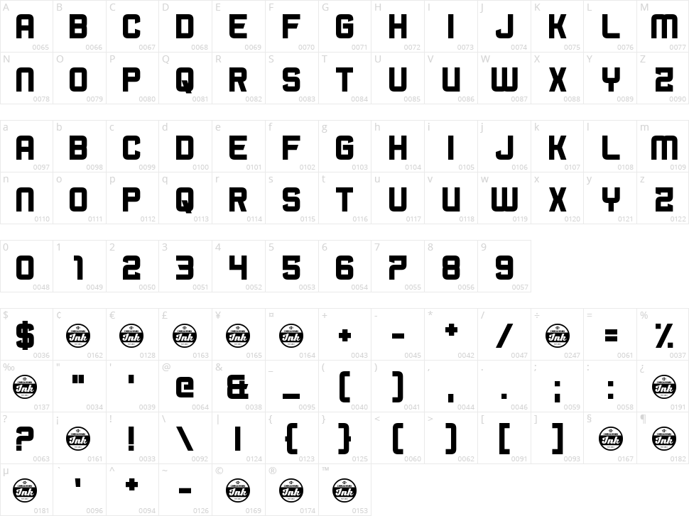 Bromine Cocktail Character Map