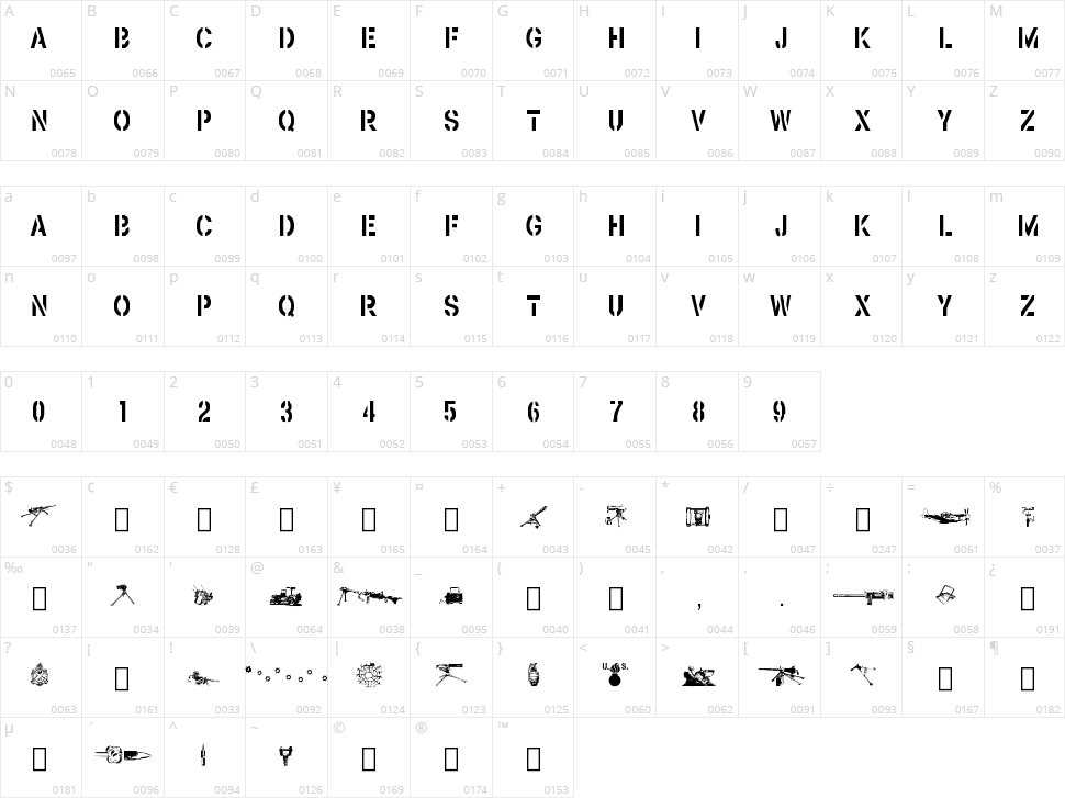 Browning Character Map