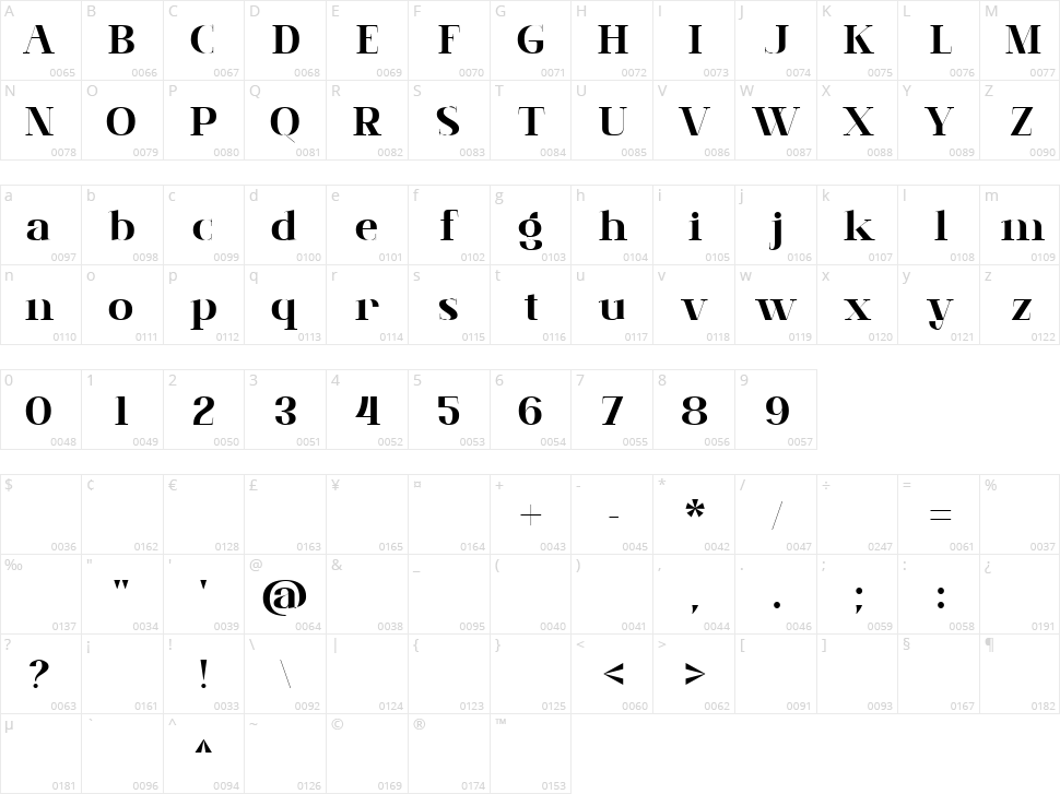 Brume Matinale Character Map