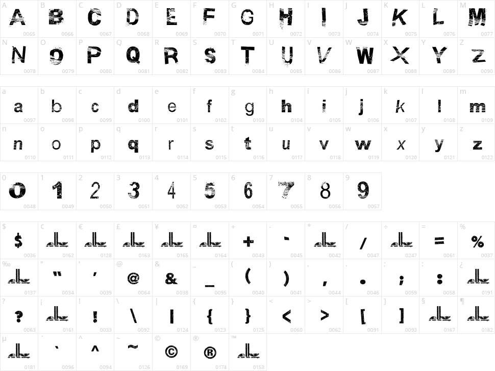 BSB DF 50 Character Map