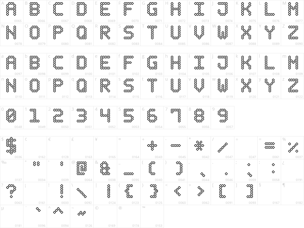 Bubble Pixel-7 Character Map