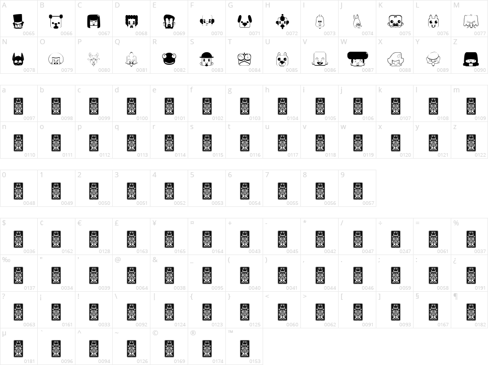 Bubbledco Character Map