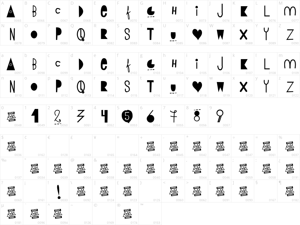 Buen Dia Character Map