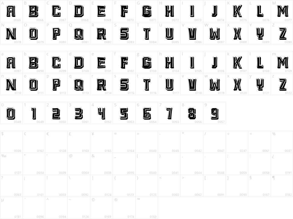 Bunker Character Map