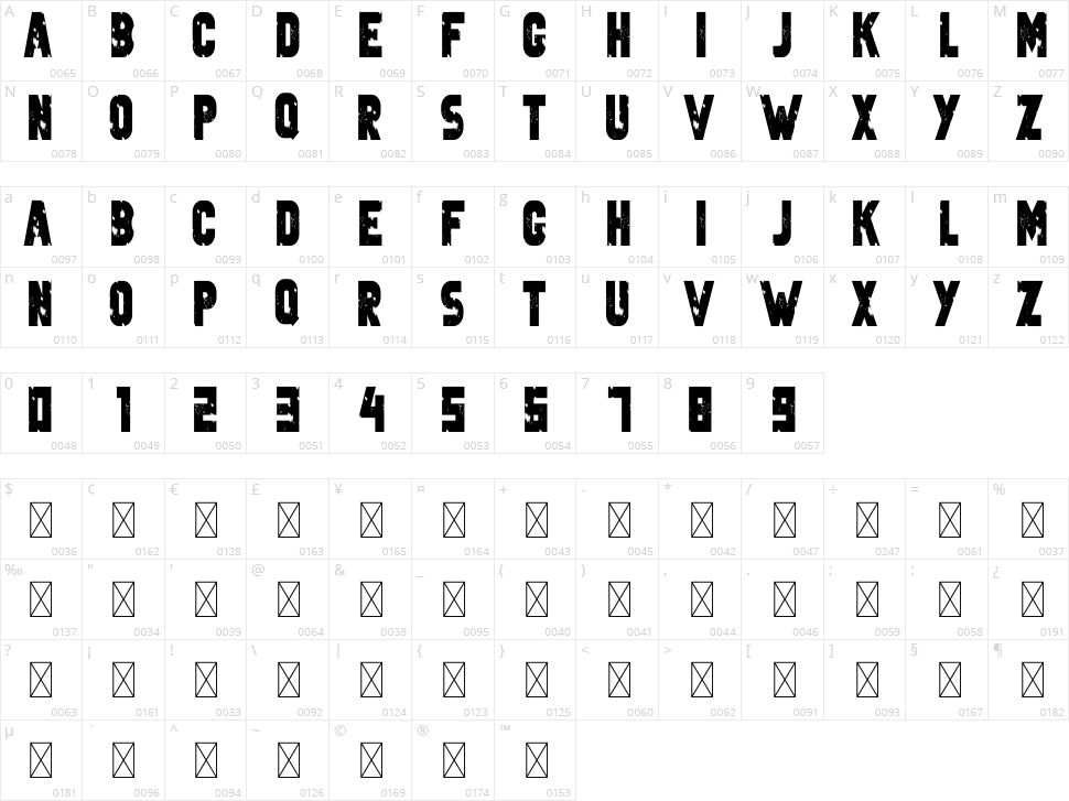 Burned Character Map
