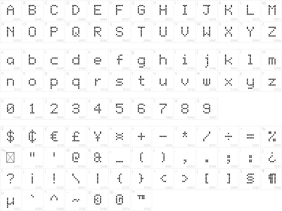 Bus Stop Character Map