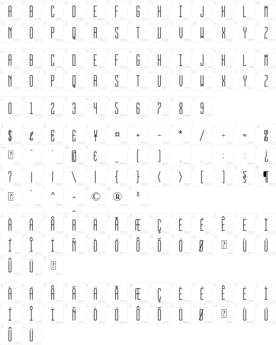 Bus Stop Character Map