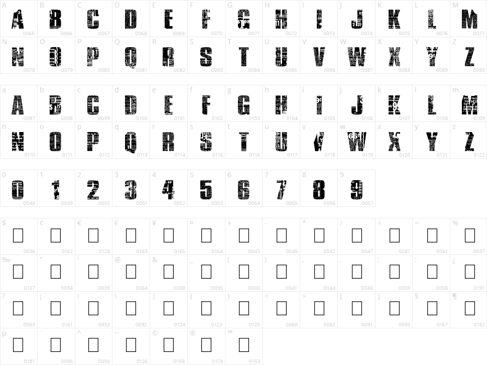 Buy More Character Map