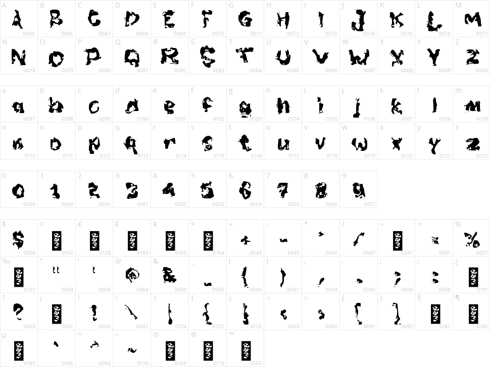 c Crosty Character Map