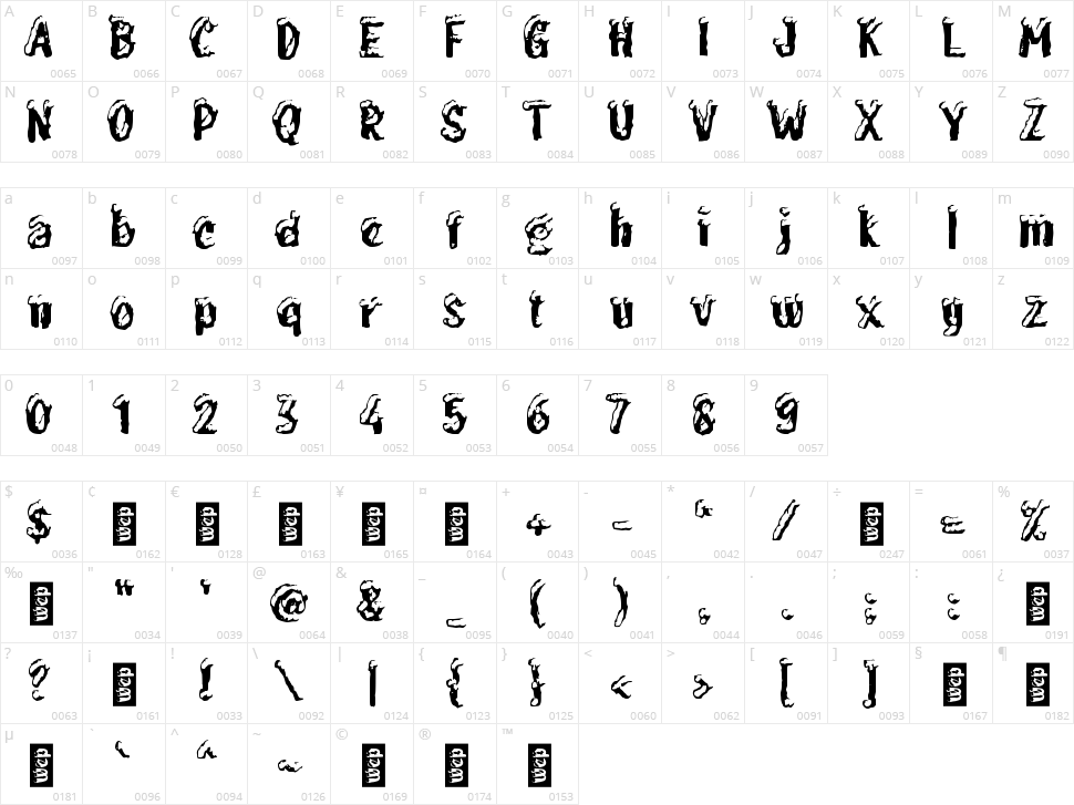 c Cuci Salju Character Map
