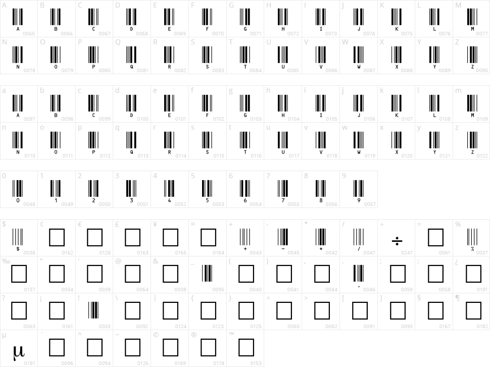 c39hrp36dltt Character Map