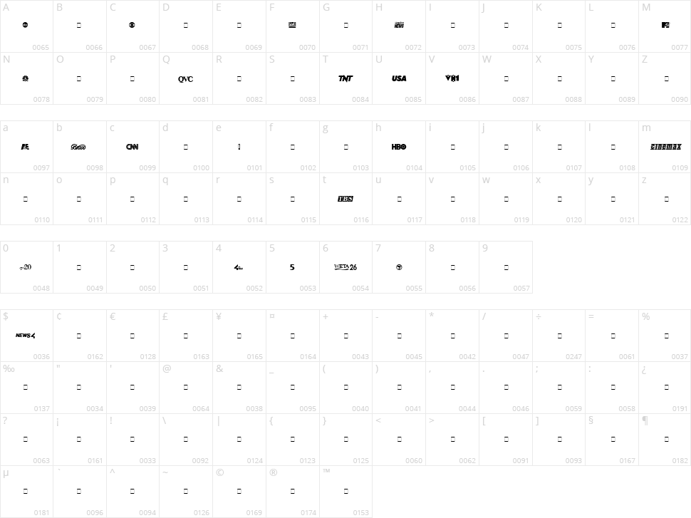 Cable Dingbats Character Map