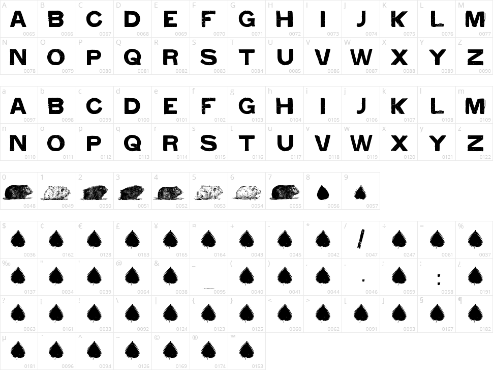 Cacavia01 Character Map