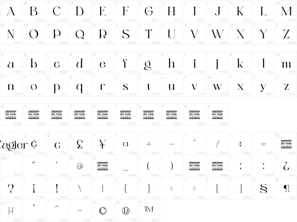 Cagier Character Map