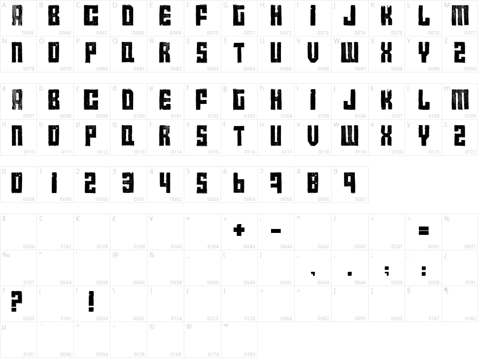Calame Character Map