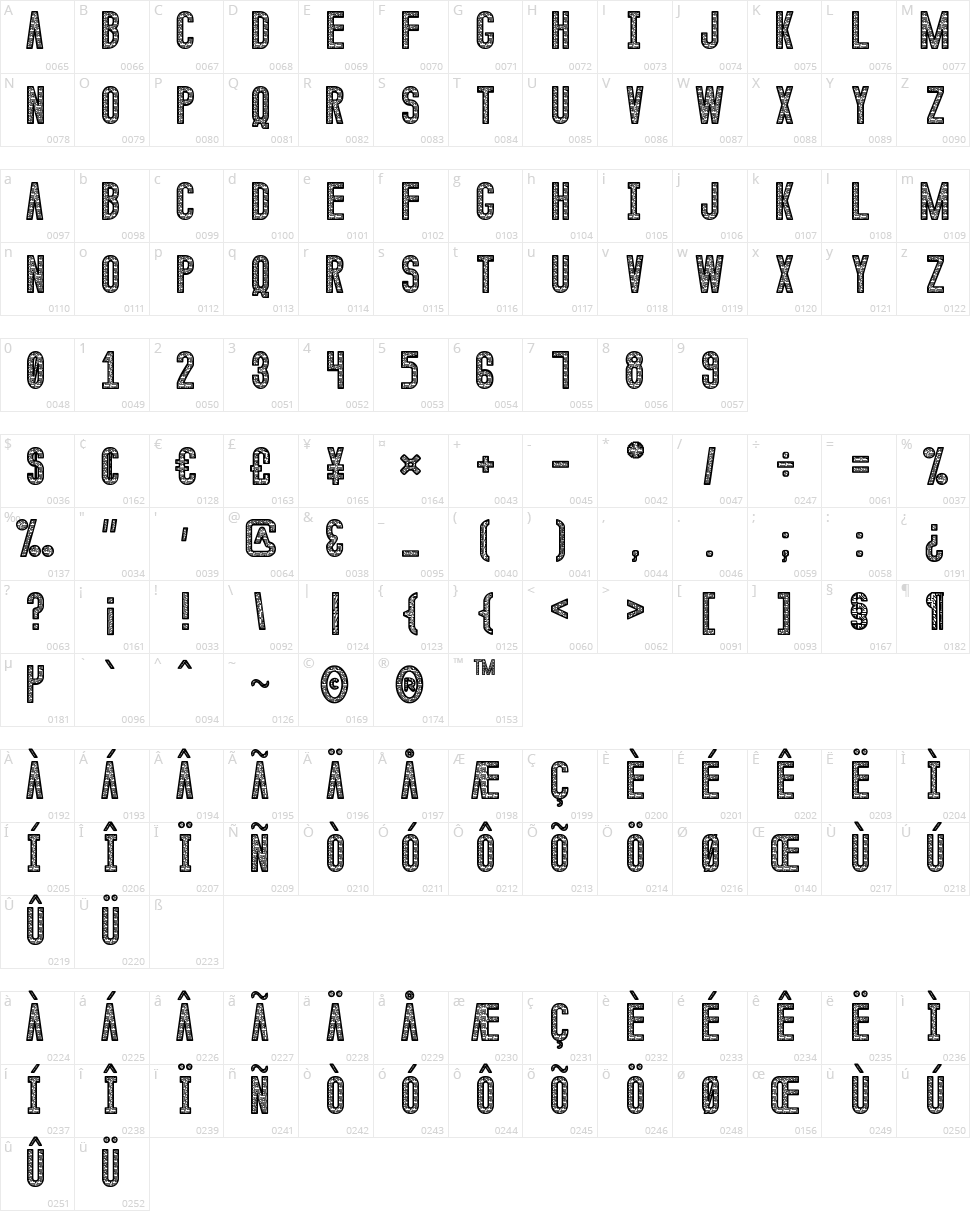 Calendulia St Character Map