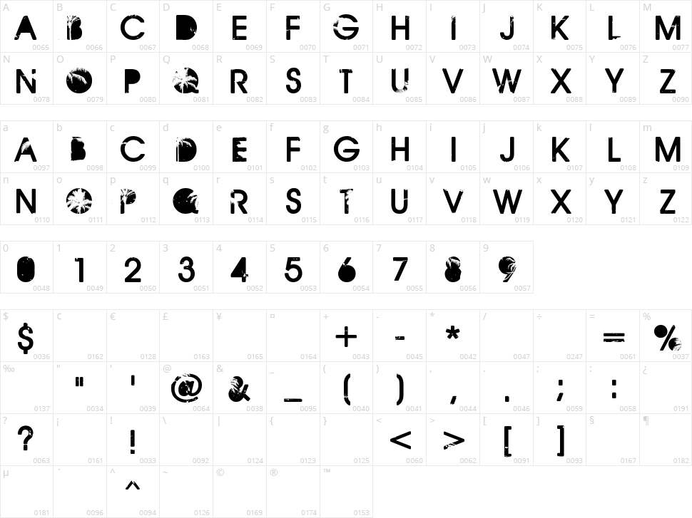 California Character Map