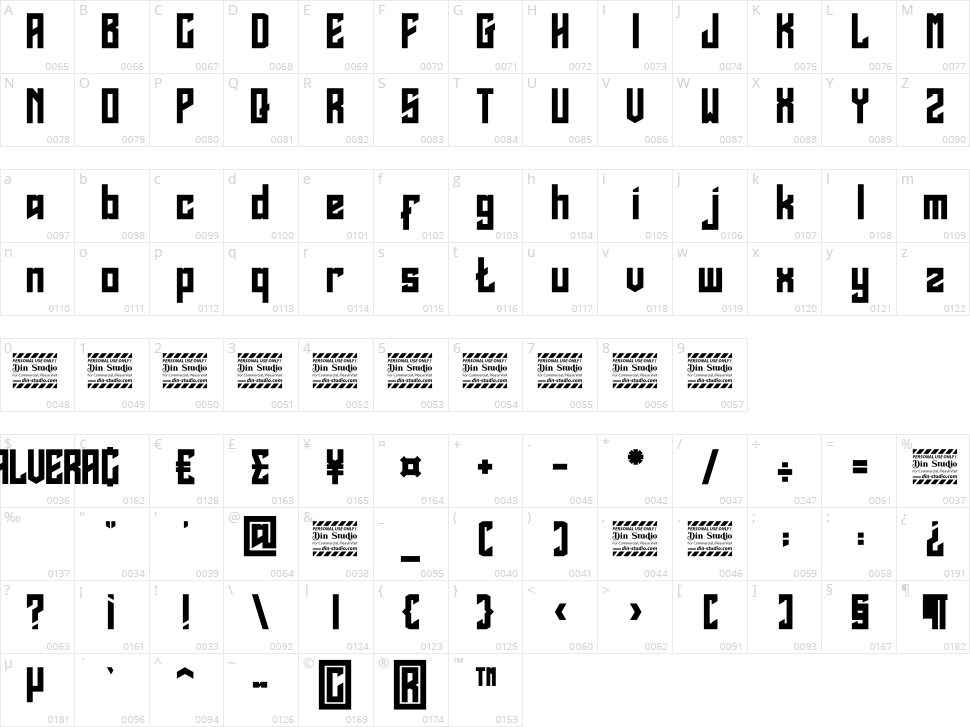 Calvera Character Map