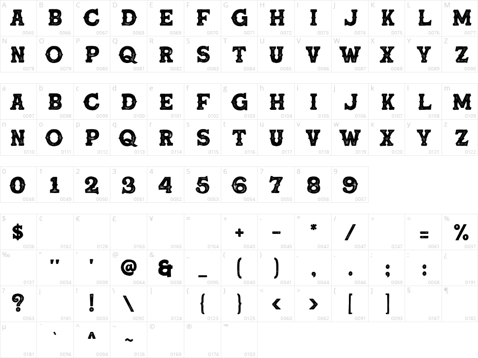 Calvous Character Map