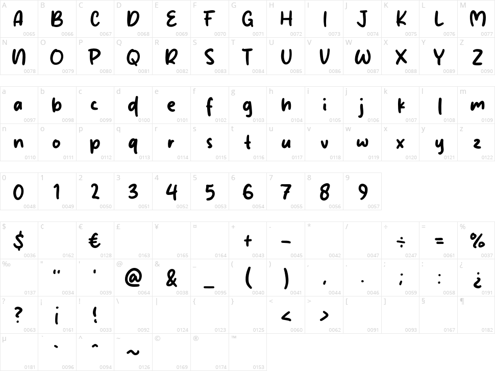 Camellia Shine Character Map
