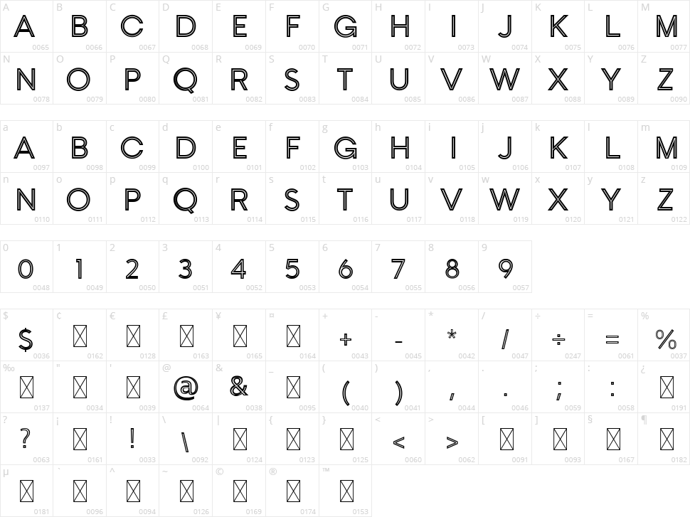 Camptown Character Map