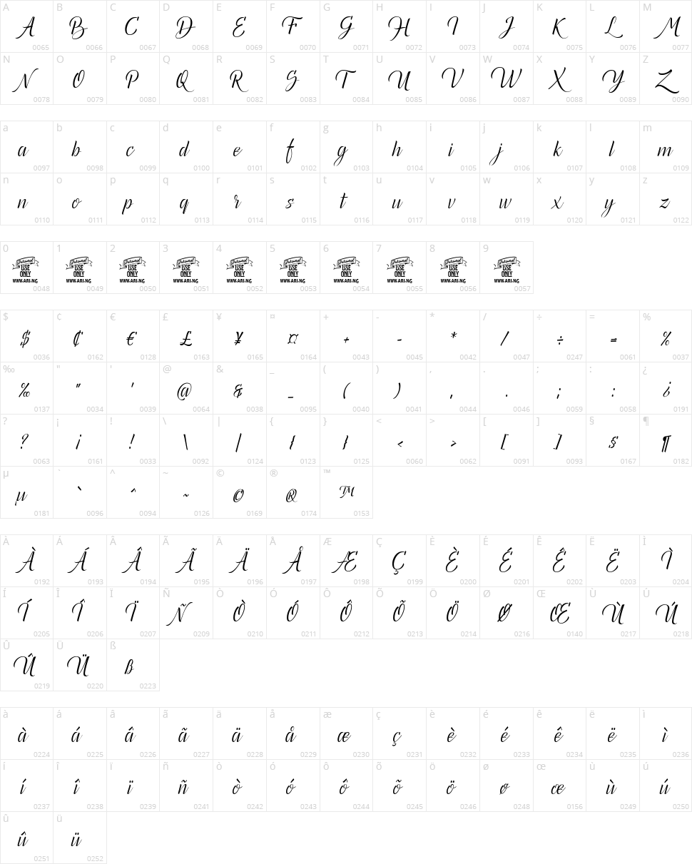 Canela Bark Character Map