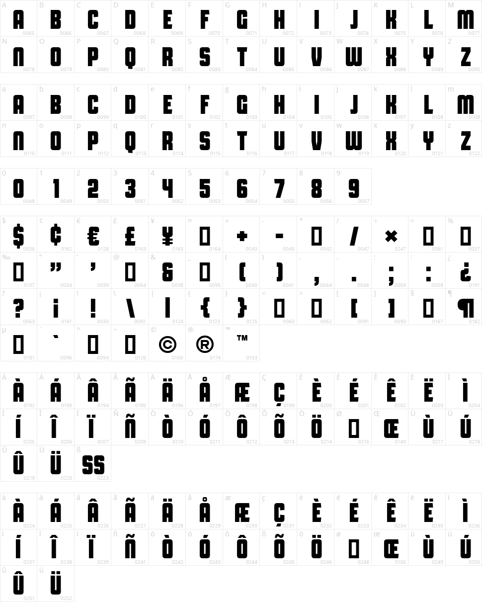 Capital Daren Character Map