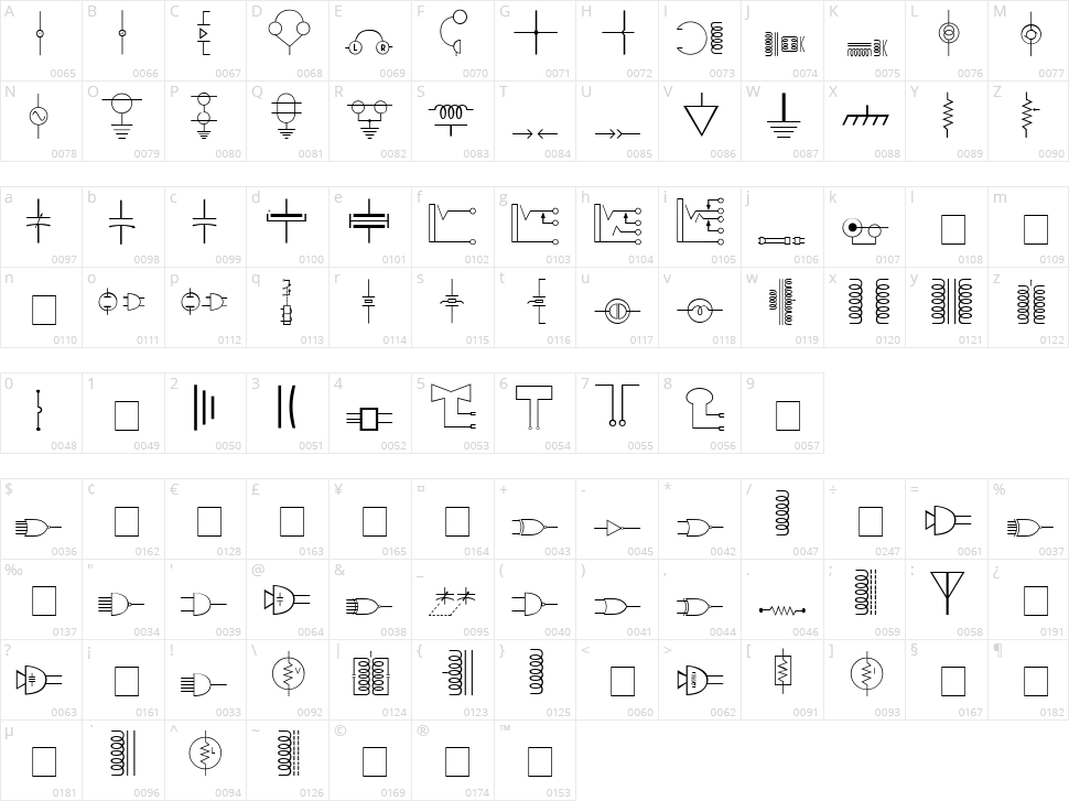 Carr Electronic Character Map