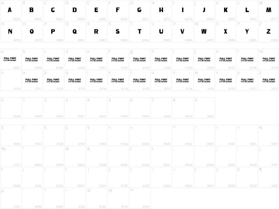 Carson Character Map