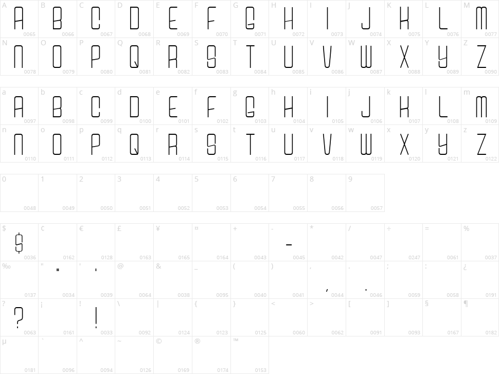 Carson Sans Character Map