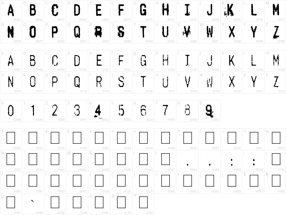 Cashier Character Map