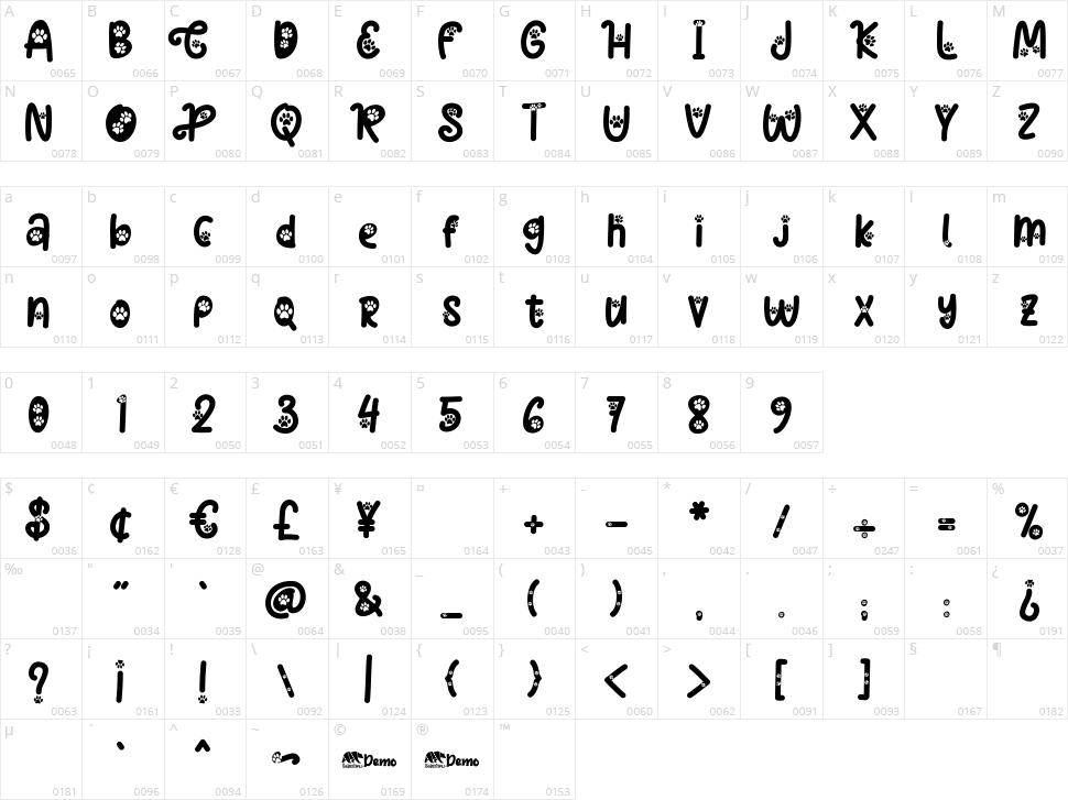 Cat Paw Character Map
