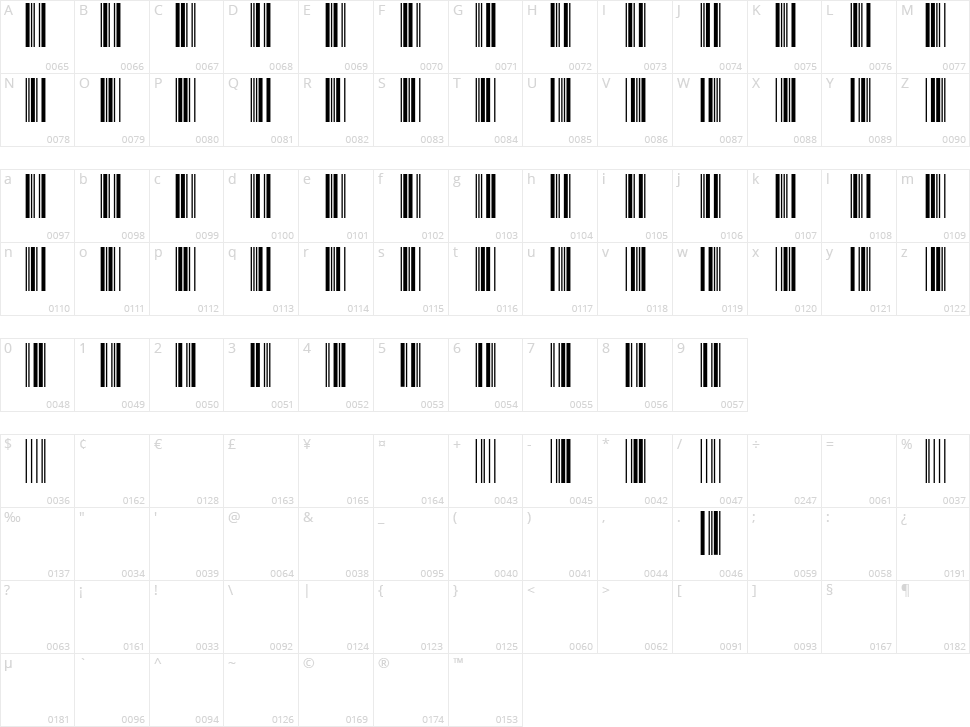 CCode39 Character Map