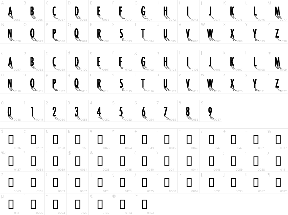 CF Font Shading Character Map