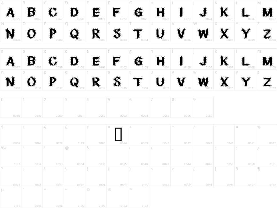 CF National Stitches Character Map
