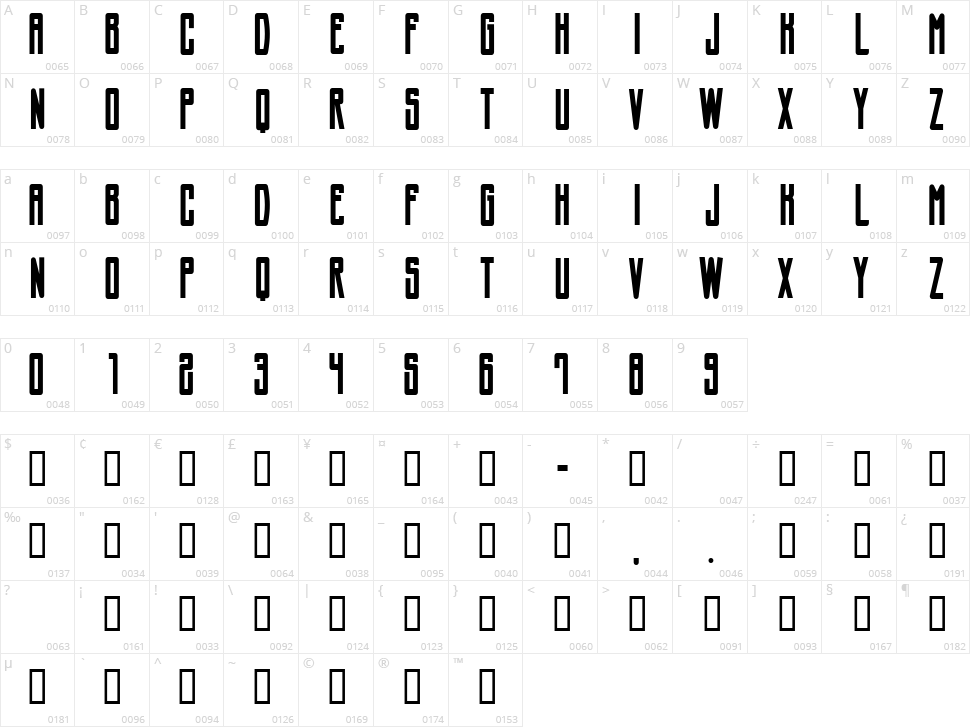 CF Showbizz Character Map