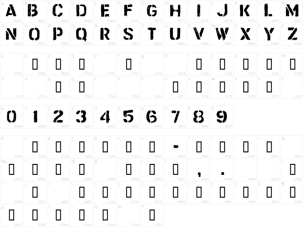 CF Trash Zone Character Map