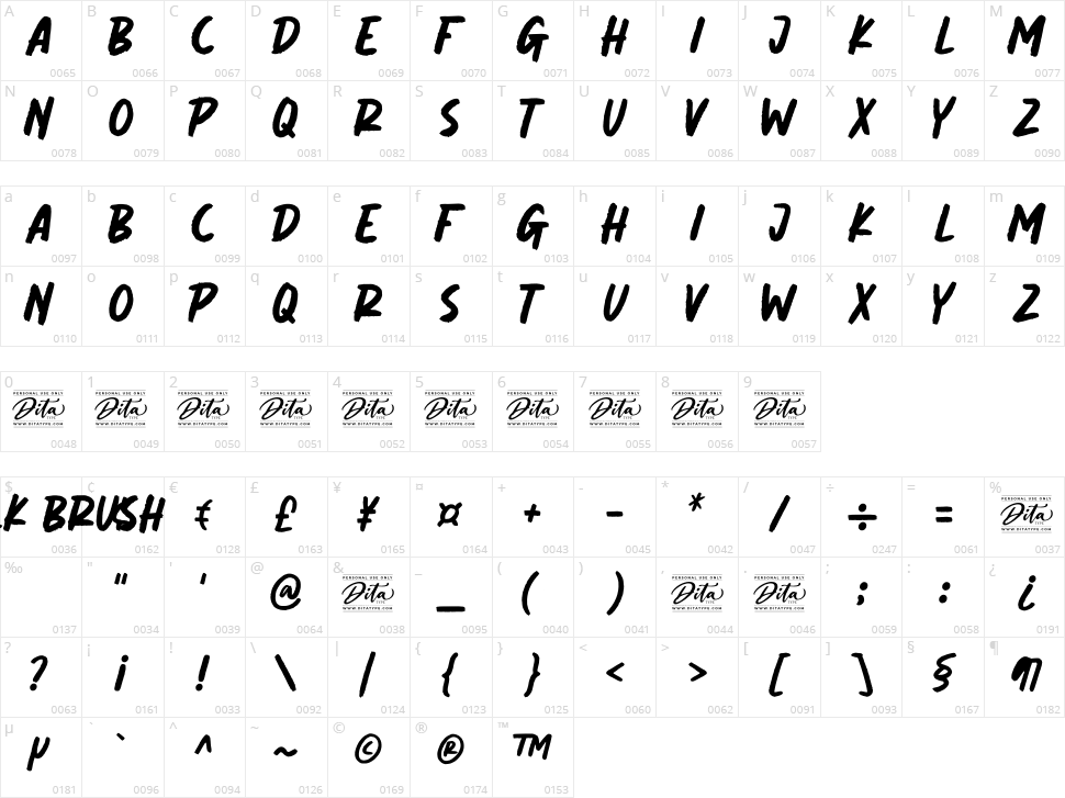 Chalk Brush Character Map