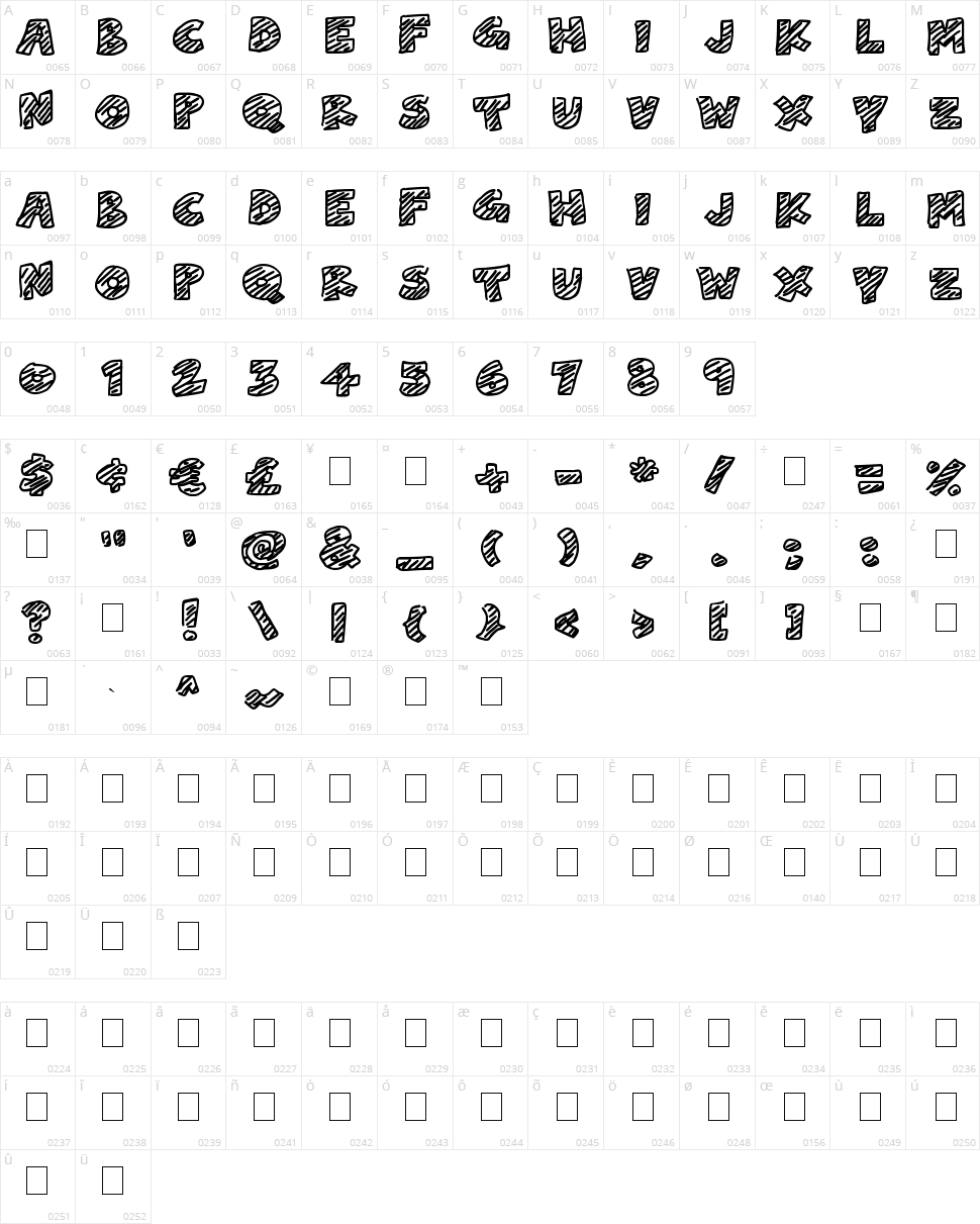 Chalk Dash Character Map