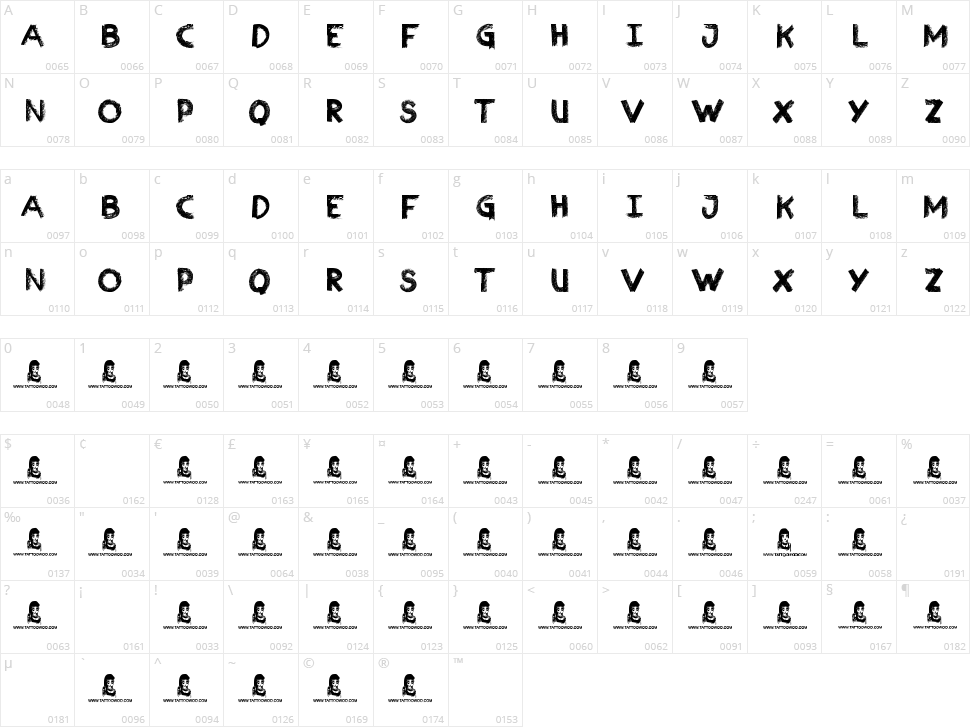 Charcoal Character Map