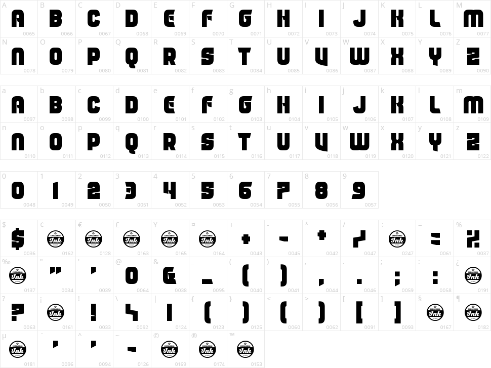 Charge Off Character Map