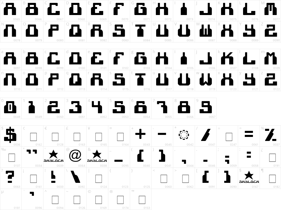 Cheek 2 Cheek Character Map