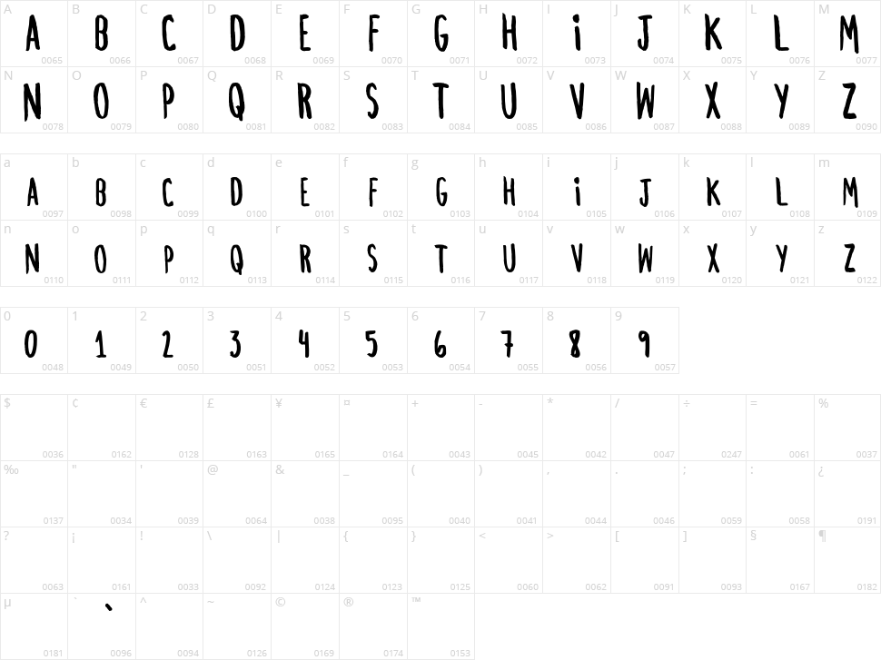 Chez Vous Character Map