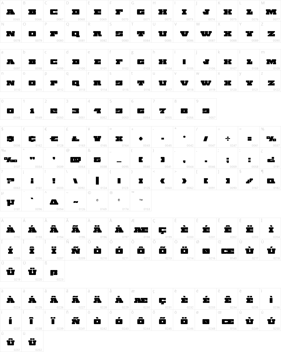 Chicago Express Character Map