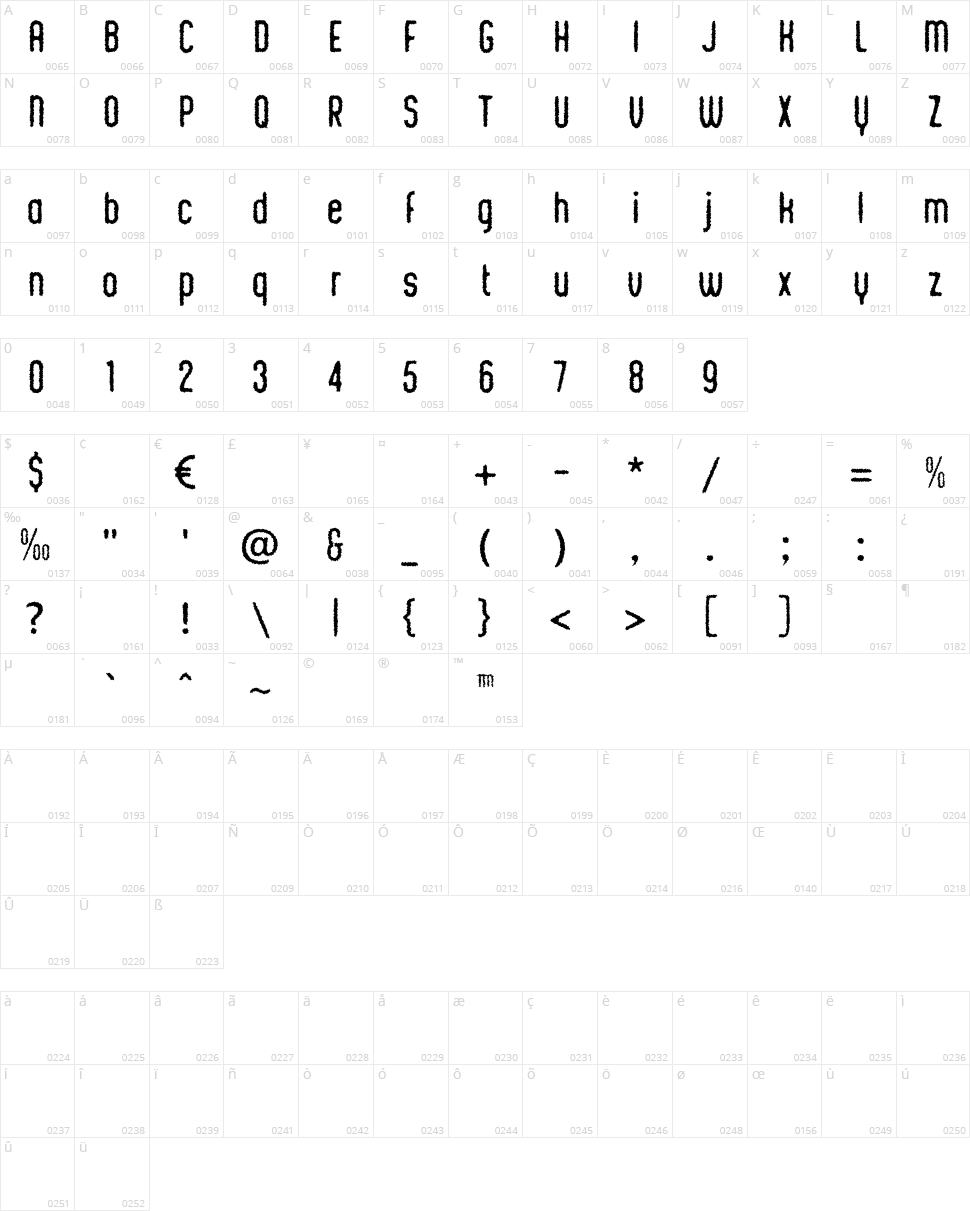 Chick Chalk Character Map