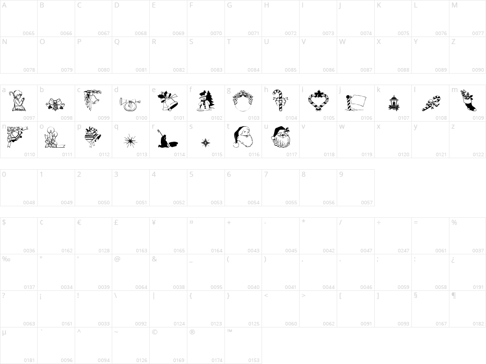 Christmas3 Character Map